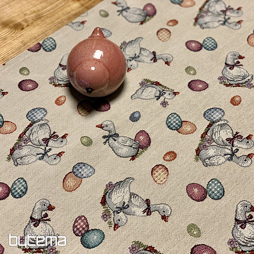 Gobelin Tischdecke und Schal Ostergans weiß