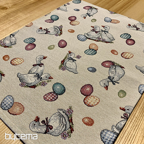 Gobelin Tischdecke und Schal Ostergans weiß