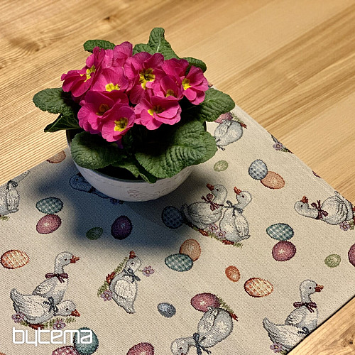 Gobelin Tischdecke und Schal Ostergans weiß