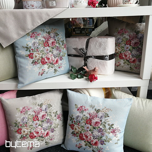 Gobelin-Kissenbezug BLUME BEIGE