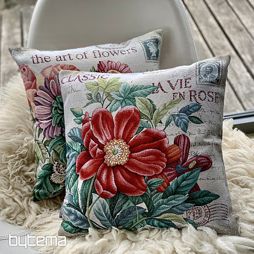 Gobelin-Kissenbezug BLUME – POSTKARTE LILA