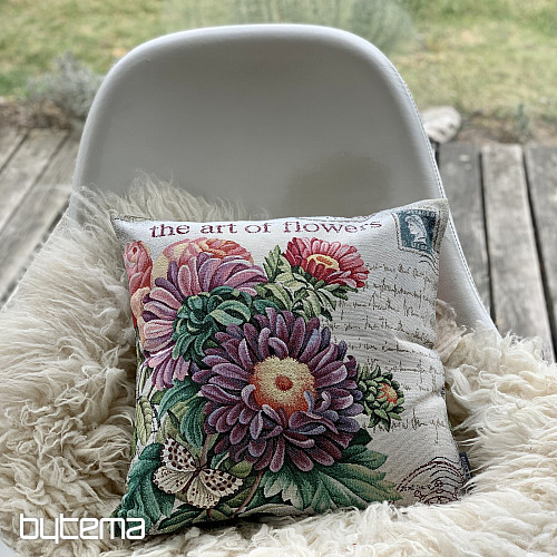 Gobelin-Kissenbezug BLUME – POSTKARTE LILA