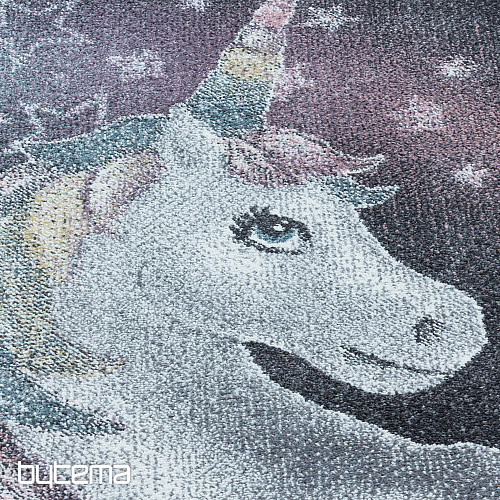 Luxuriöser Kinderteppich FUNNY Einhorn grau