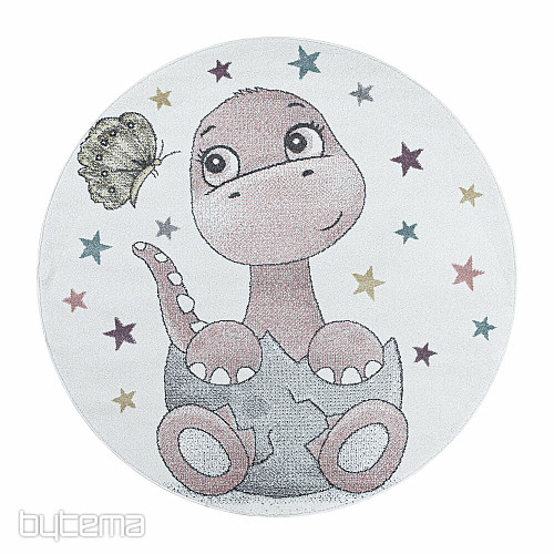 Luxuriöser Kinderteppich LUSTIGE DINOSAURIER ROSA