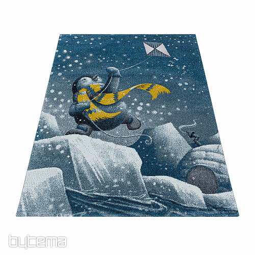 Luxuriöser Kinderteppich LUSTIGER BLAUER PINGUIN