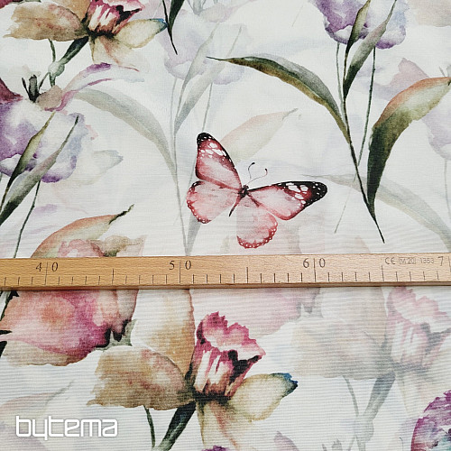 Dekostoff BLUMEN UND SCHMETTERLINGE CATALEYA grün-lila