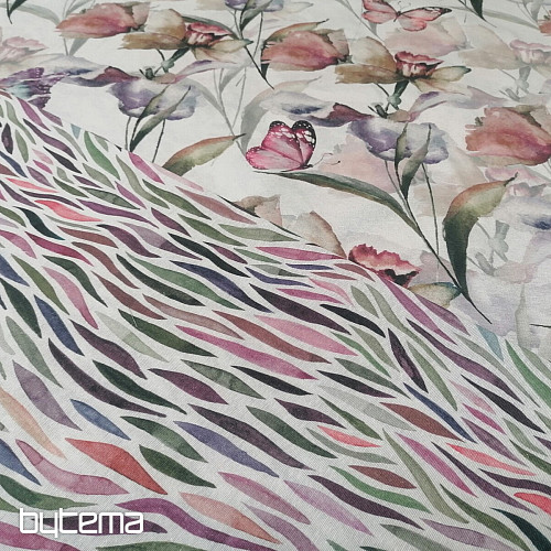 Dekostoff BLUMEN UND SCHMETTERLINGE CATALEYA grün-lila