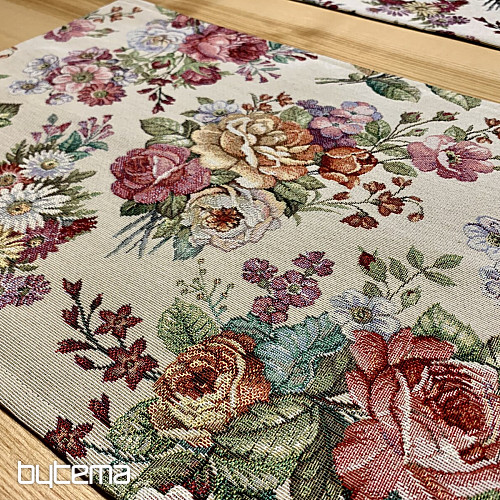 Gobelin-Tischdecke, Schal Blumenstrauß