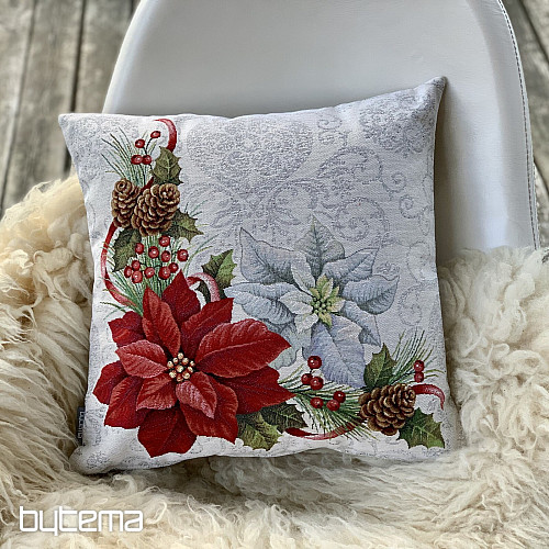 Weihnachts-Wandteppichbezug WEIHNACHTSROSE WEISS UND ROT
