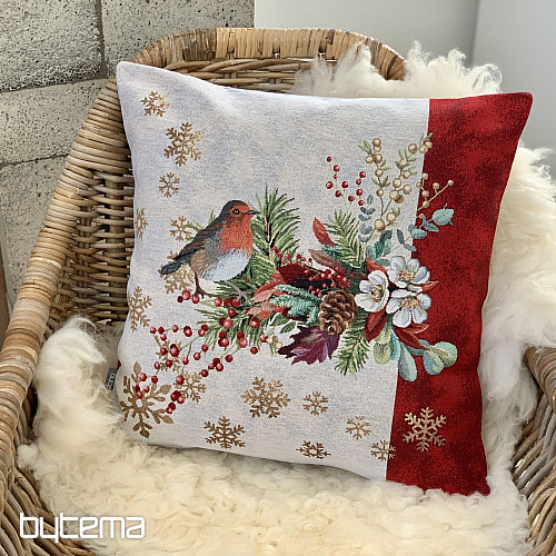 Weihnachtsteppichbezug VÖGEL MIT STREIFEN rot