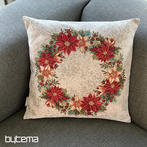 Weihnachts-Wandteppichbezug WEIHNACHTSROSEN-HOLLY-KRANZ