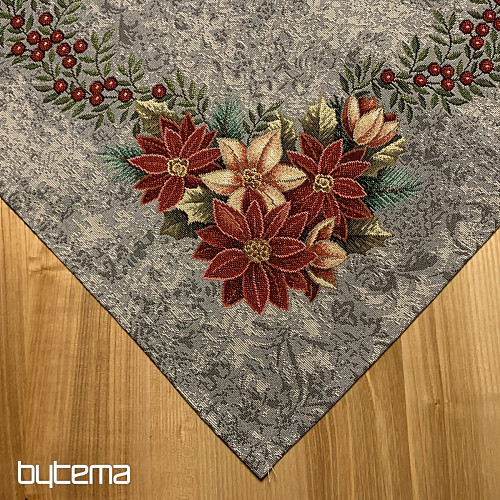 Weihnachtliche Gobelin-Tischdecken und Schals WEIHNACHTSROSENGRAUER Stechpalmenkranz