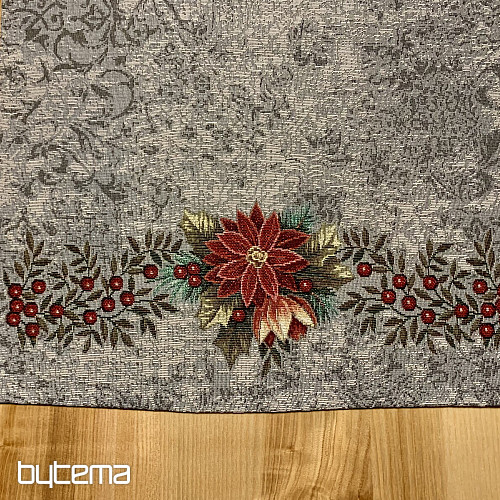 Weihnachtliche Gobelin-Tischdecken und Schals WEIHNACHTSROSENGRAUER Stechpalmenkranz