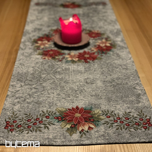 Weihnachtliche Gobelin-Tischdecken und Schals WEIHNACHTSROSENGRAUER Stechpalmenkranz
