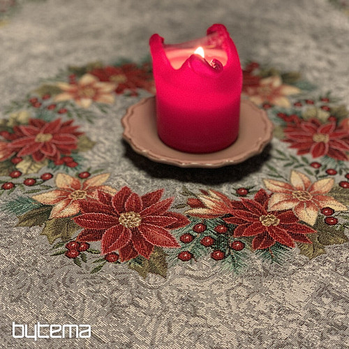 Weihnachtliche Gobelin-Tischdecken und Schals WEIHNACHTSROSENGRAUER Stechpalmenkranz