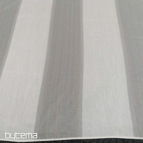 Voile-Vorhang grün-kupferfarbene Streifen