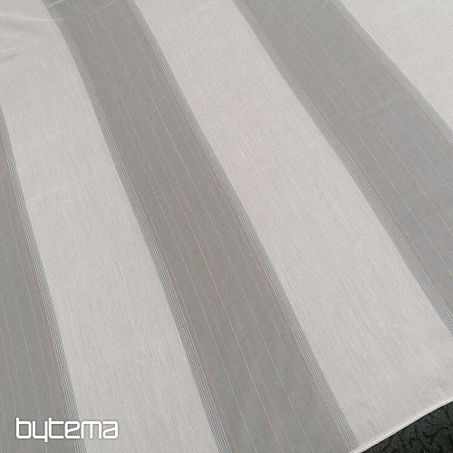 Voile-Vorhang grün-kupferfarbene Streifen