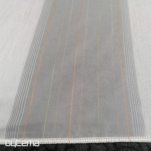 Voile-Vorhang grün-kupferfarbene Streifen
