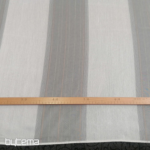 Voile-Vorhang grün-kupferfarbene Streifen