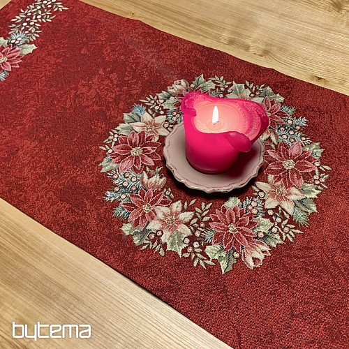 Weihnachts-Tischdecken und Schals, WEIHNACHTSROSEN – ROTER Stechpalmenkranz