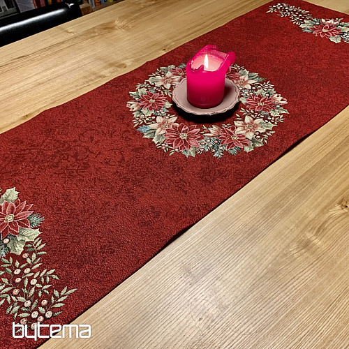 Weihnachts-Tischdecken und Schals, WEIHNACHTSROSEN – ROTER Stechpalmenkranz