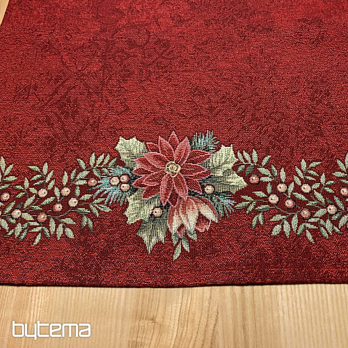 Weihnachts-Tischdecken und Schals, WEIHNACHTSROSEN – ROTER Stechpalmenkranz
