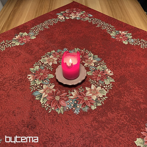 Weihnachts-Tischdecken und Schals, WEIHNACHTSROSEN – ROTER Stechpalmenkranz