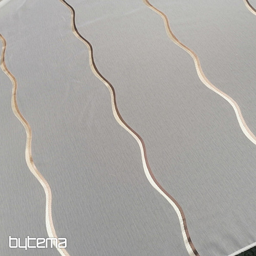Luxus-Voile-Vorhang Streifen braun-gold