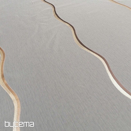 Luxus-Voile-Vorhang Streifen braun-gold