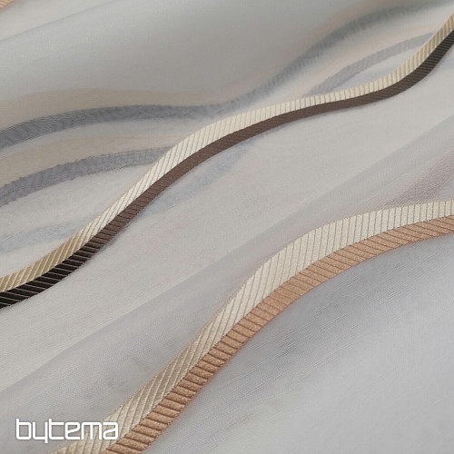 Luxus-Voile-Vorhang Streifen braun-gold