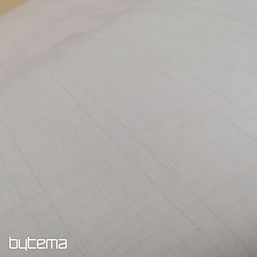 Voile-Vorhang weiß kariert mit cremefarbenem Faden