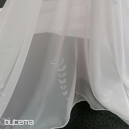 Weißer Vorhang weiß - weiße Blätter 12159 300 cm