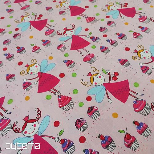 Kinderbaumwollstoff FEEN rosa