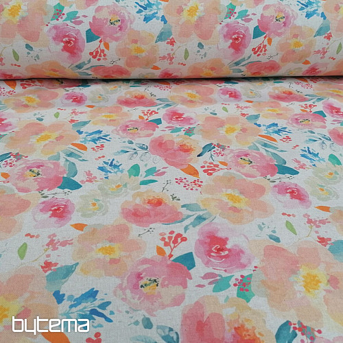 Dekostoff Pastell Blumen