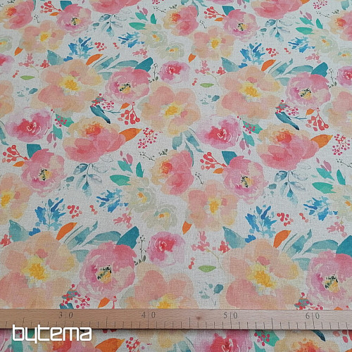 Dekostoff Pastell Blumen