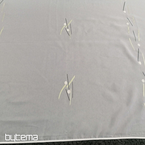Weißer Voile-Vorhang mit grün-schwarzen Linien