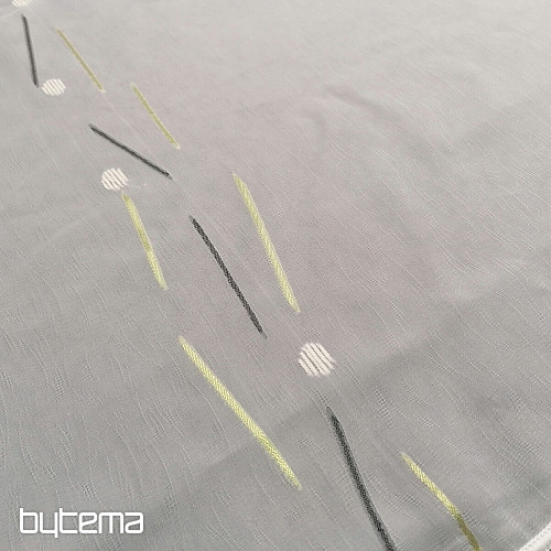 Weißer Voile-Vorhang mit grün-schwarzen Linien