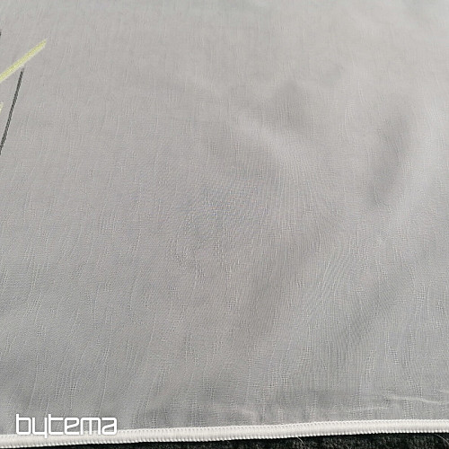 Weißer Voile-Vorhang mit grün-schwarzen Linien