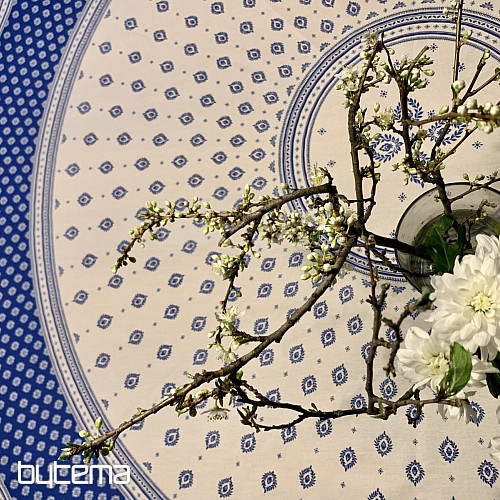 Runde Tischdecke - blaue Folklore Ø 175 cm