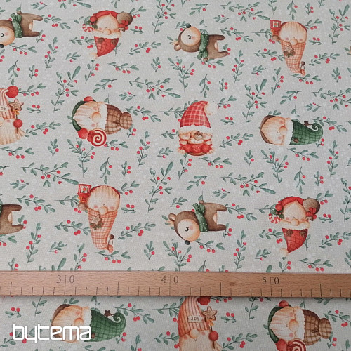 Weihnachtsdekorationsstoff Elfen und Hirsche