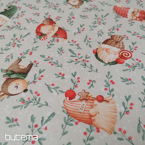 Weihnachtsdekorationsstoff Elfen und Hirsche