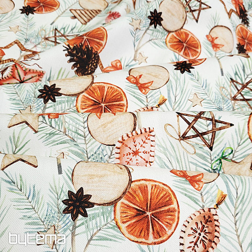 Weihnachtsdekostoff Getrocknete Orangen