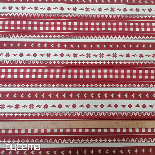 Weihnachtlicher Dekostoff Streifen bordeaux