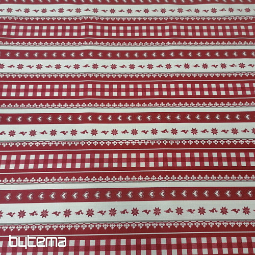 Weihnachtlicher Dekostoff Streifen bordeaux