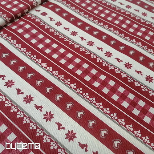 Weihnachtlicher Dekostoff Streifen bordeaux