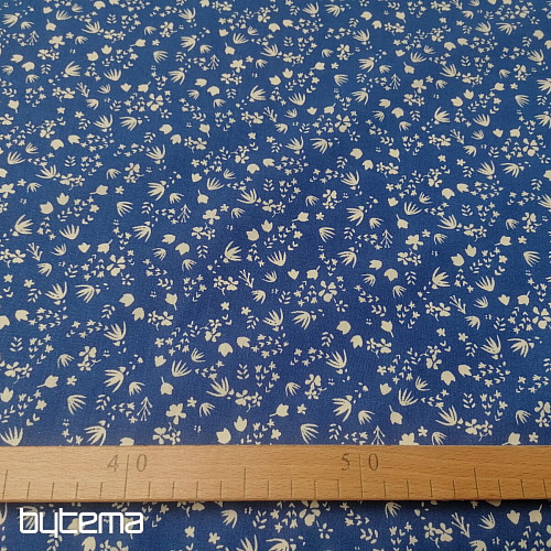 Blauer Baumwollstoff mit Blumen von Gramina