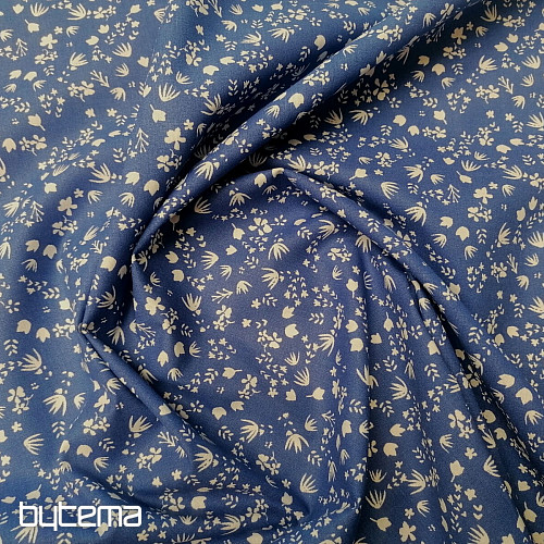 Blauer Baumwollstoff mit Blumen von Gramina
