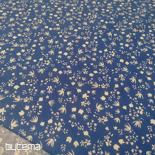 Blauer Baumwollstoff mit Blumen von Gramina