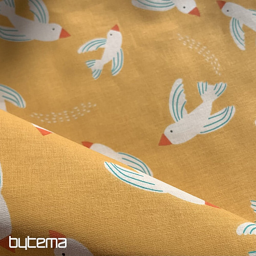 Baumwollstoff mit gelben Vögeln