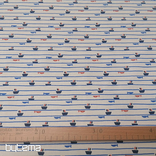 Baumwollstoff Tazio Boote - Linien